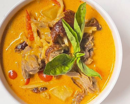 Order Pineapple Duck Curry (แกงคั่วเป็ด) food online from Basil Cart store, San Francisco on bringmethat.com