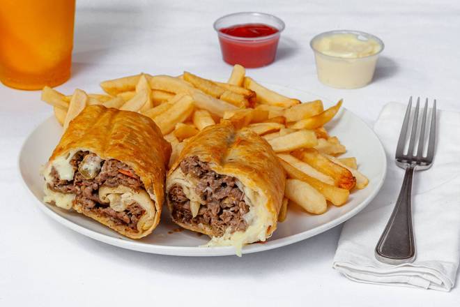 Order Crispy Italian Beef With Fries food online from Baba's Famous Steak and Lemonade store, Carol Stream on bringmethat.com
