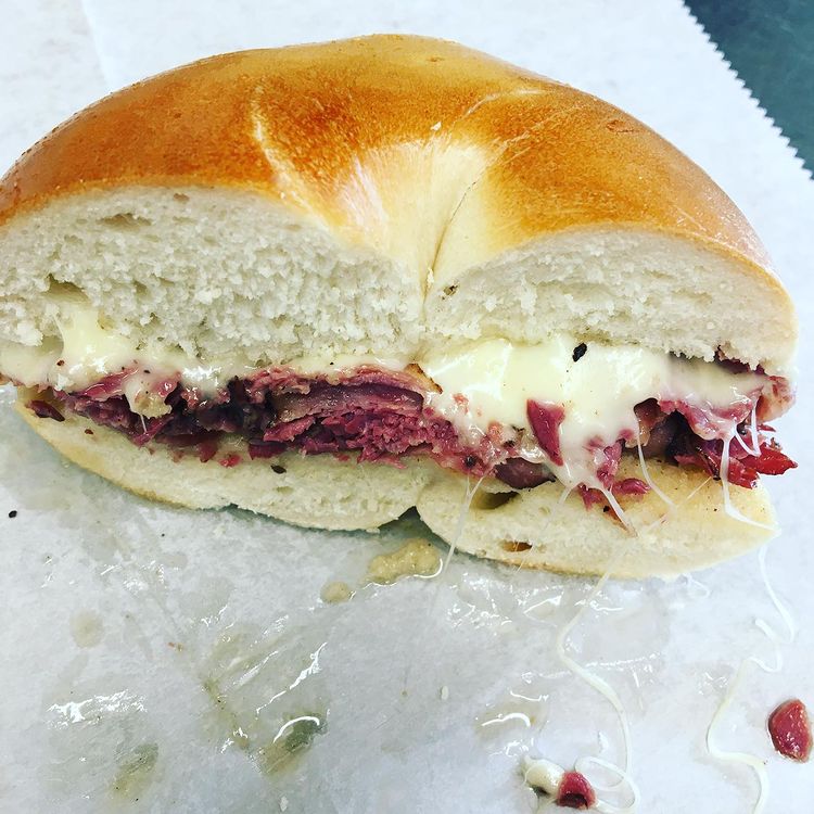 Order Pastrami, Egg and Cheese Sandwich food online from TOP BAGELS store, Fair Lawn on bringmethat.com