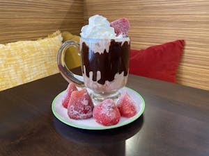 Order White Chocolate Covered Strawberry Mocha   food online from Zebra House Coffee store, San Clemente on bringmethat.com