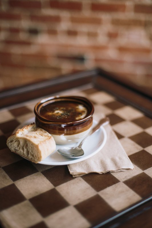 Order French Onion Soup with Bread Plate food online from Brew House Coffee & Bake Shop store, Maumee on bringmethat.com