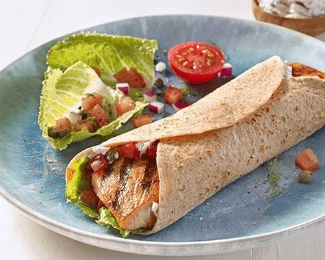 Order Salmon Wrap food online from Van Ness Cafe & Gyros store, San Francisco on bringmethat.com