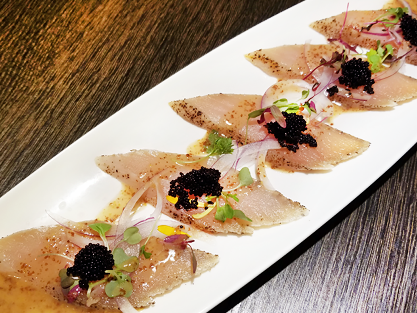 Order Albacore  carpaccio food online from Ise Sushi Japanese Restaurant store, Placentia on bringmethat.com