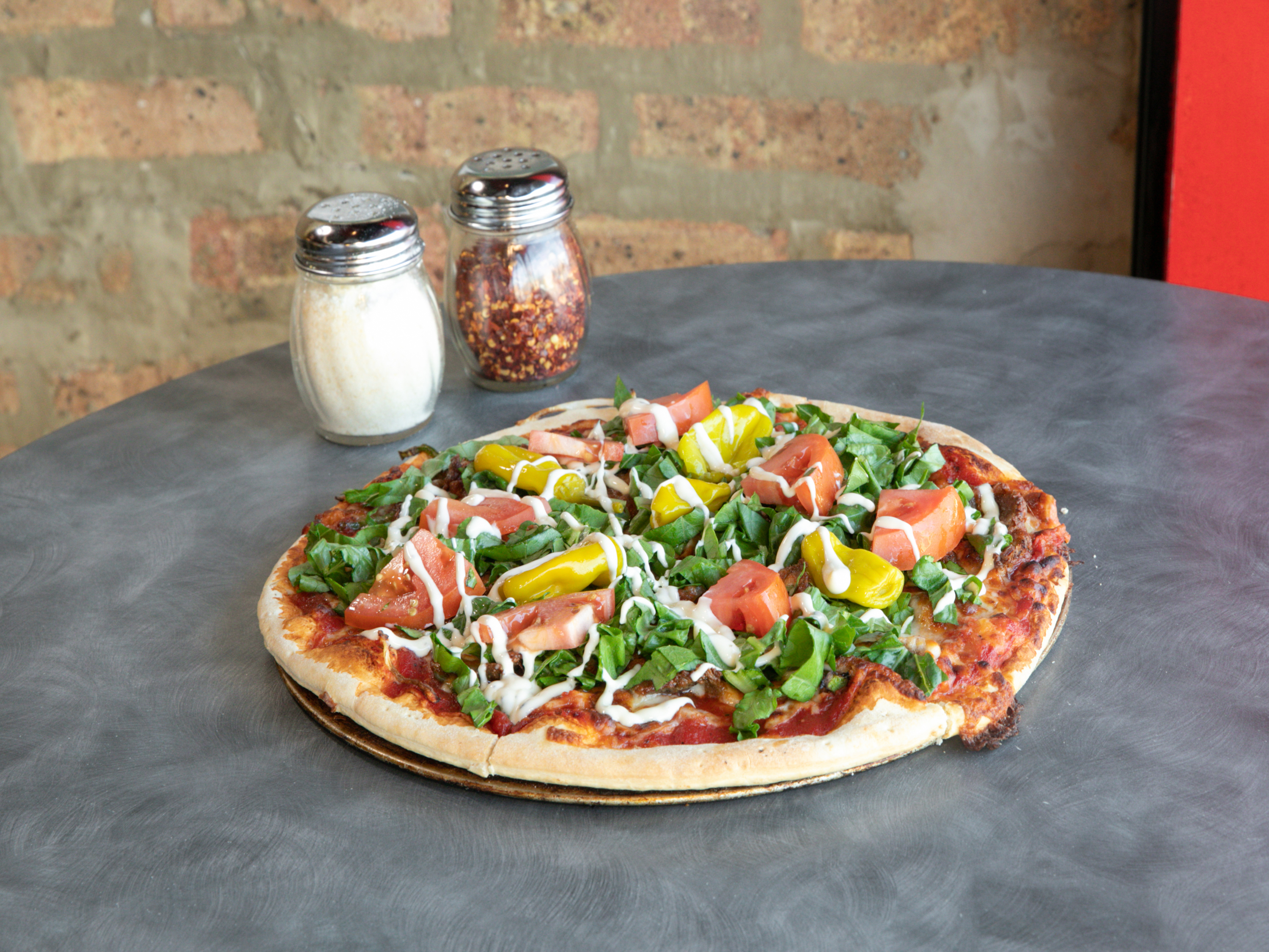 Order Mediterranean Pizza food online from Si-Pie Pizzeria store, Chicago on bringmethat.com