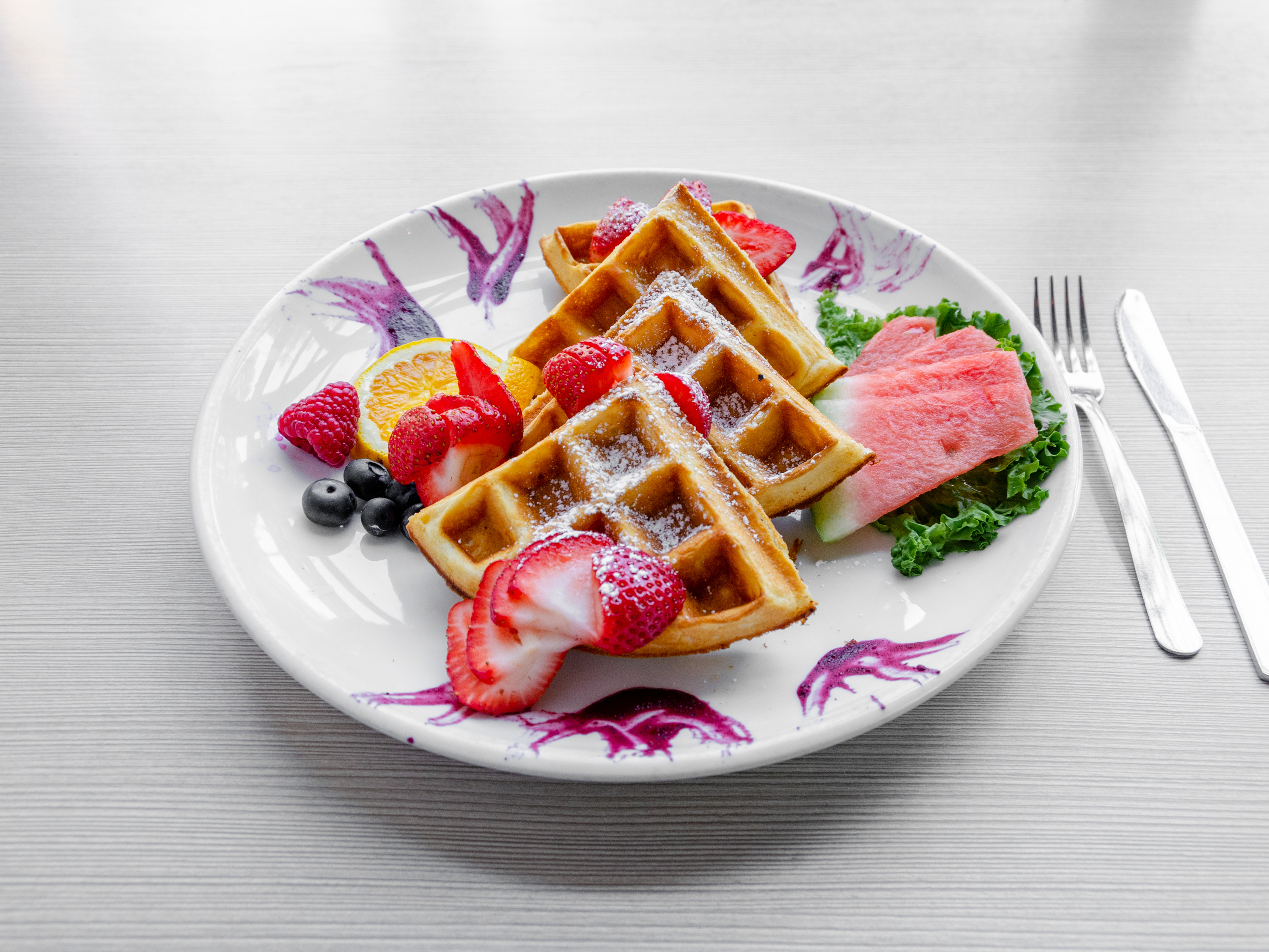Order Belgian Waffle with Fresh Strawberries food online from Swami Cafe store, Oceanside on bringmethat.com