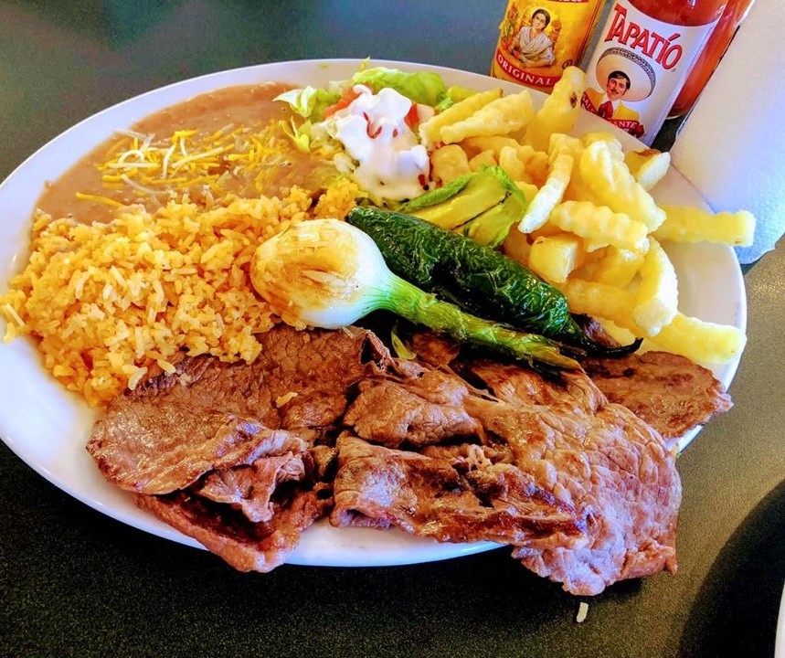 Order Platillo Asada Plate food online from Tacomex Chambers store, Aurora on bringmethat.com