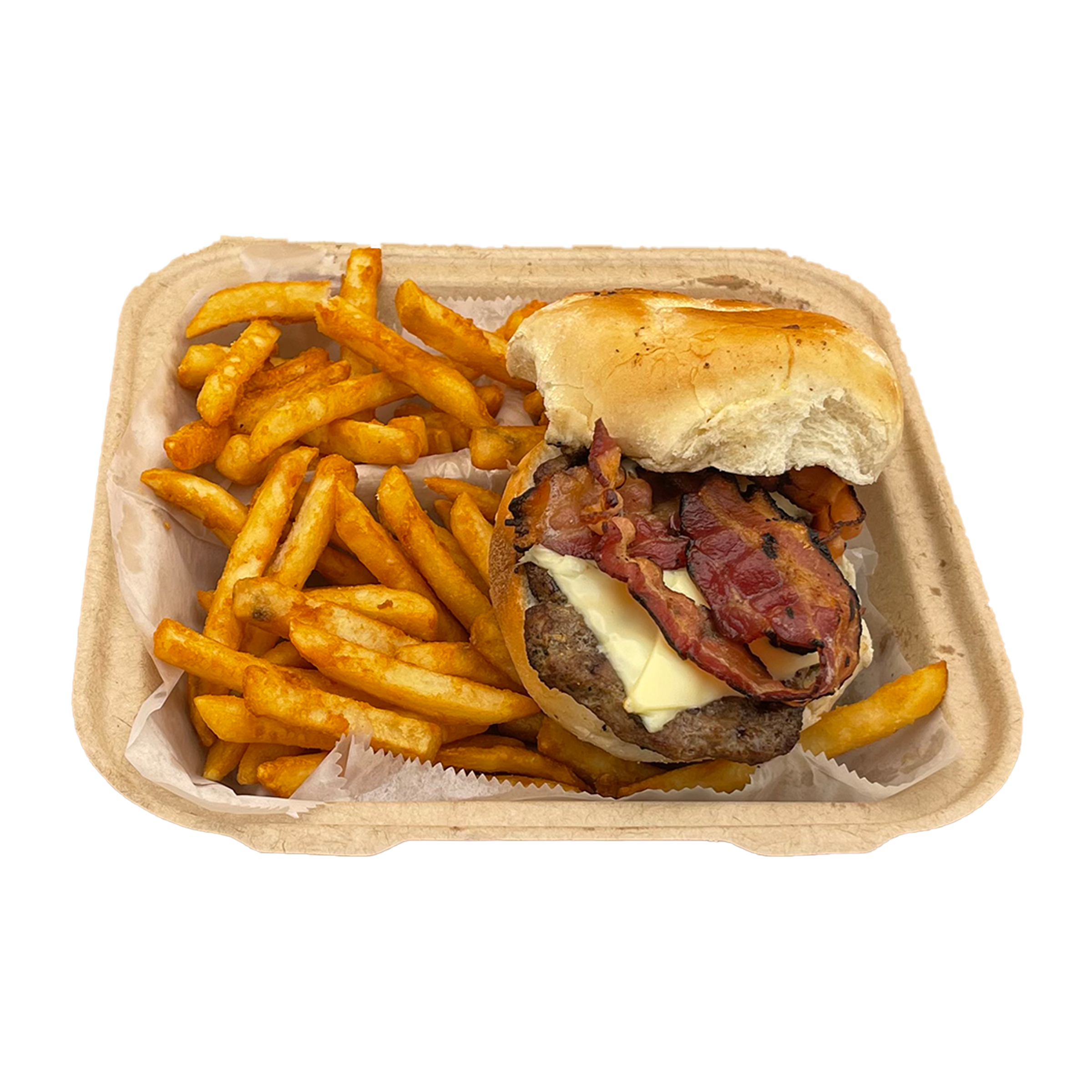 Order Burger Dinner food online from Land of Pizza Inc store, South Boston on bringmethat.com