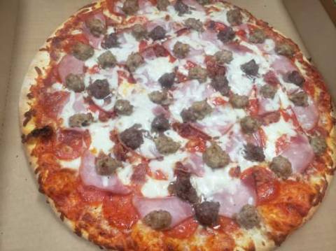 Order 10'' Small 5 Meat Pizza food online from Pizza Man of Columbia Heights store, Minneapolis on bringmethat.com