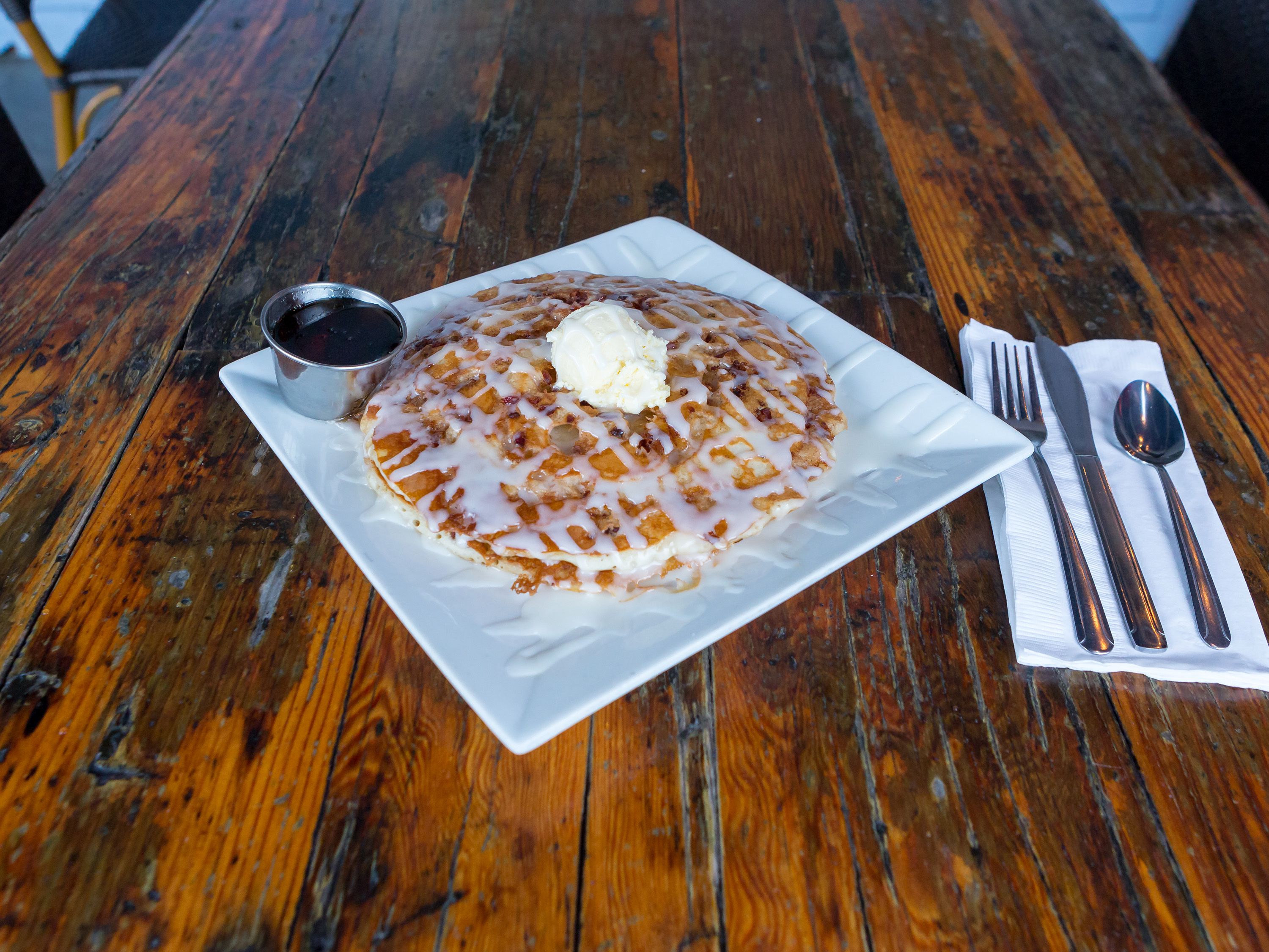 Order Cinnamon Bacon Pancakes food online from Stratford At The Harbor store, Oceanside on bringmethat.com