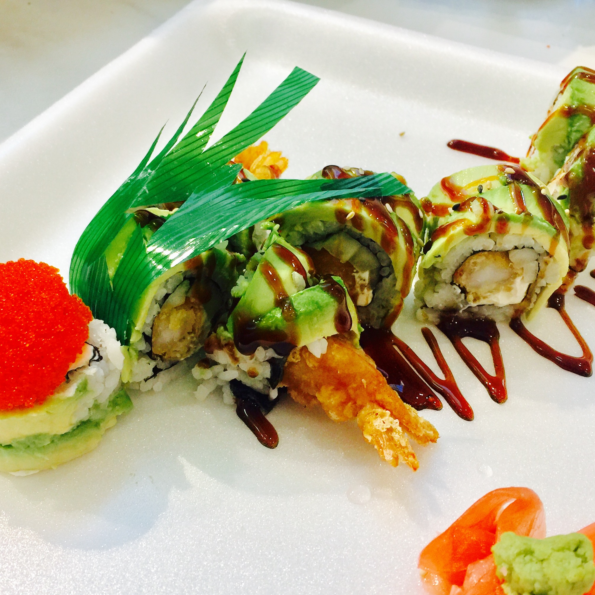 Order M24. Green Dragon Roll food online from iSushi store, Silver Spring on bringmethat.com