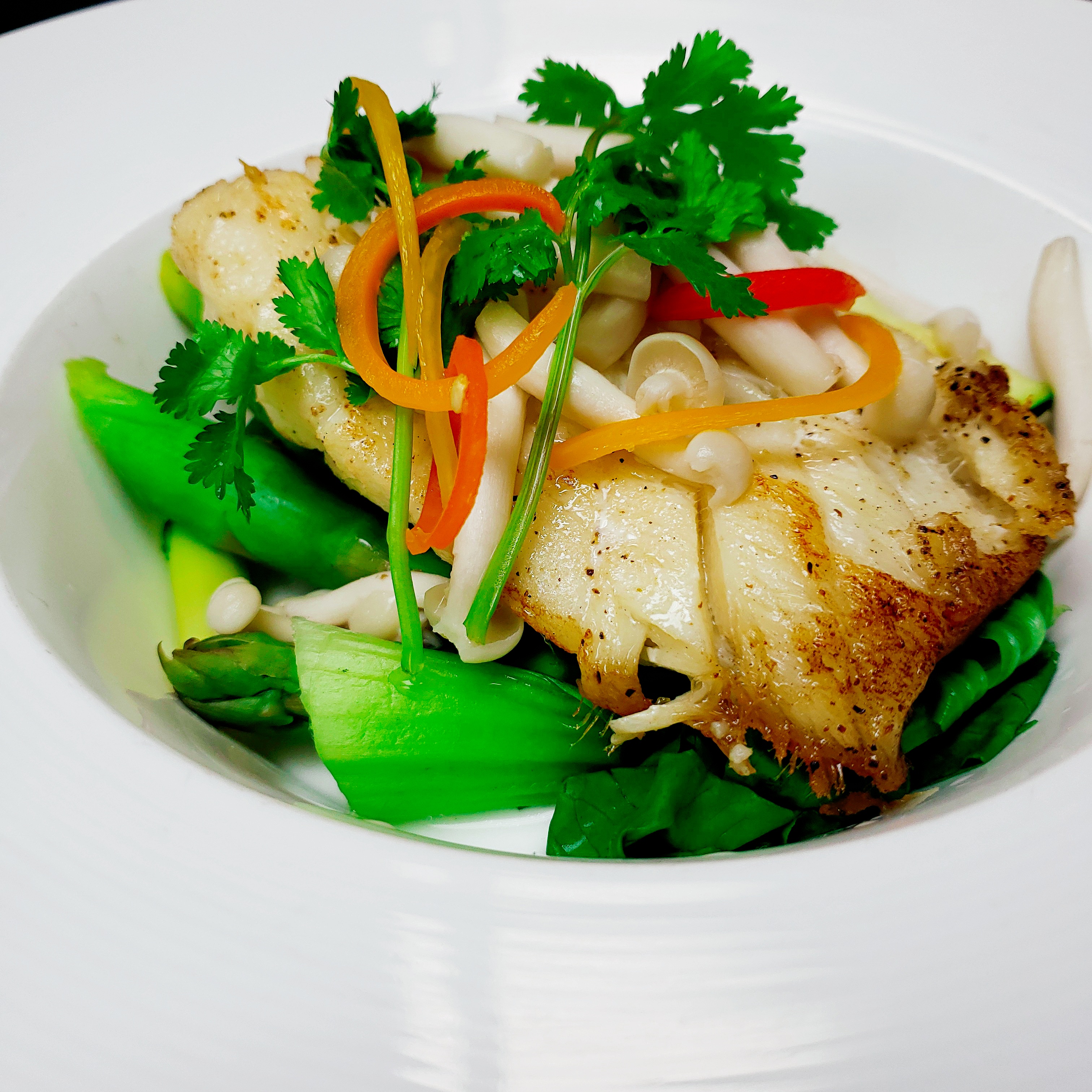 Order Chilean Sea Bass in Aromatic Coconut Milk food online from Thai Villa store, New York on bringmethat.com