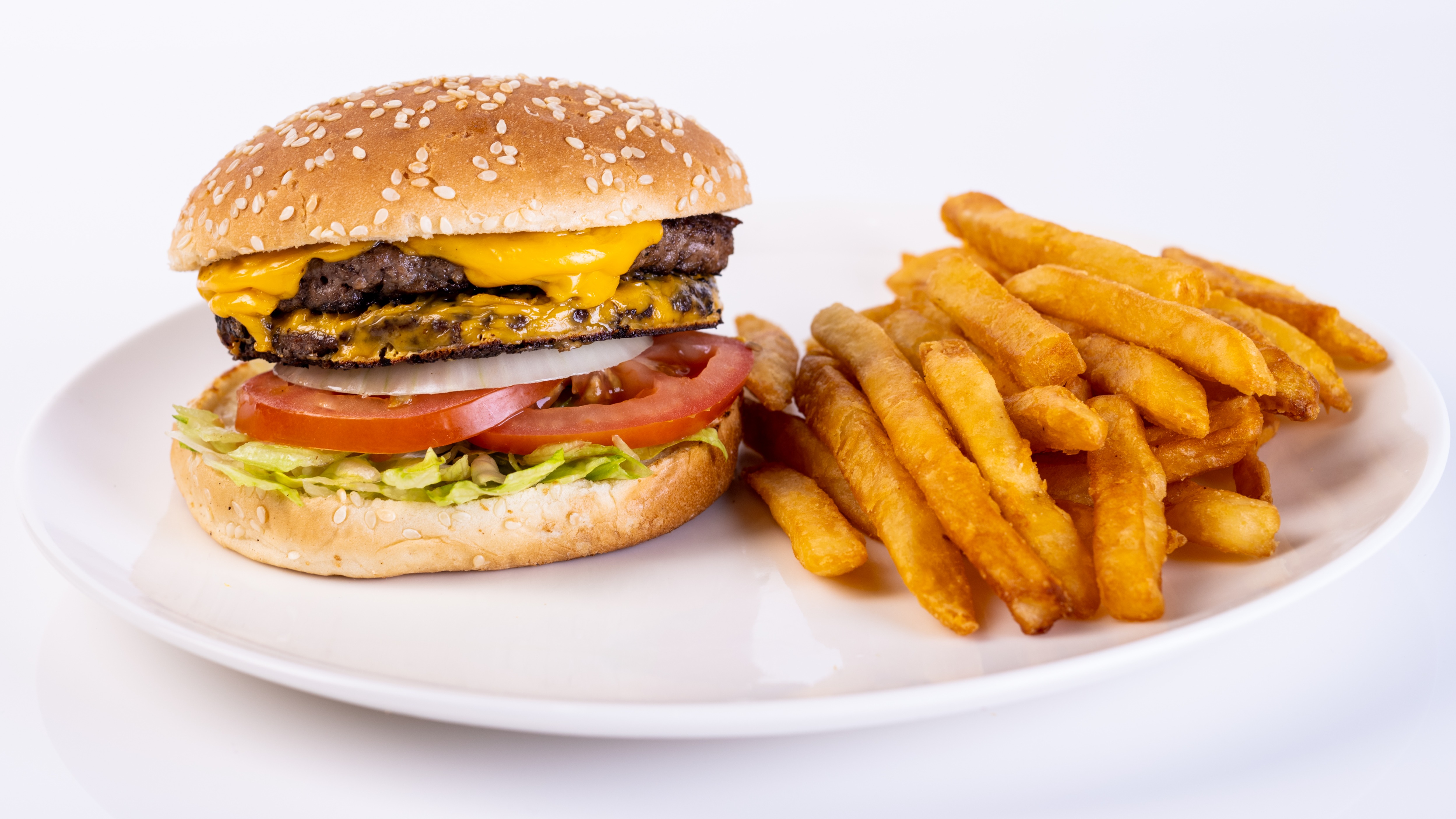 Order Double Cheeseburger with Fries food online from New York Chicken & Gyro store, Canoga Park on bringmethat.com