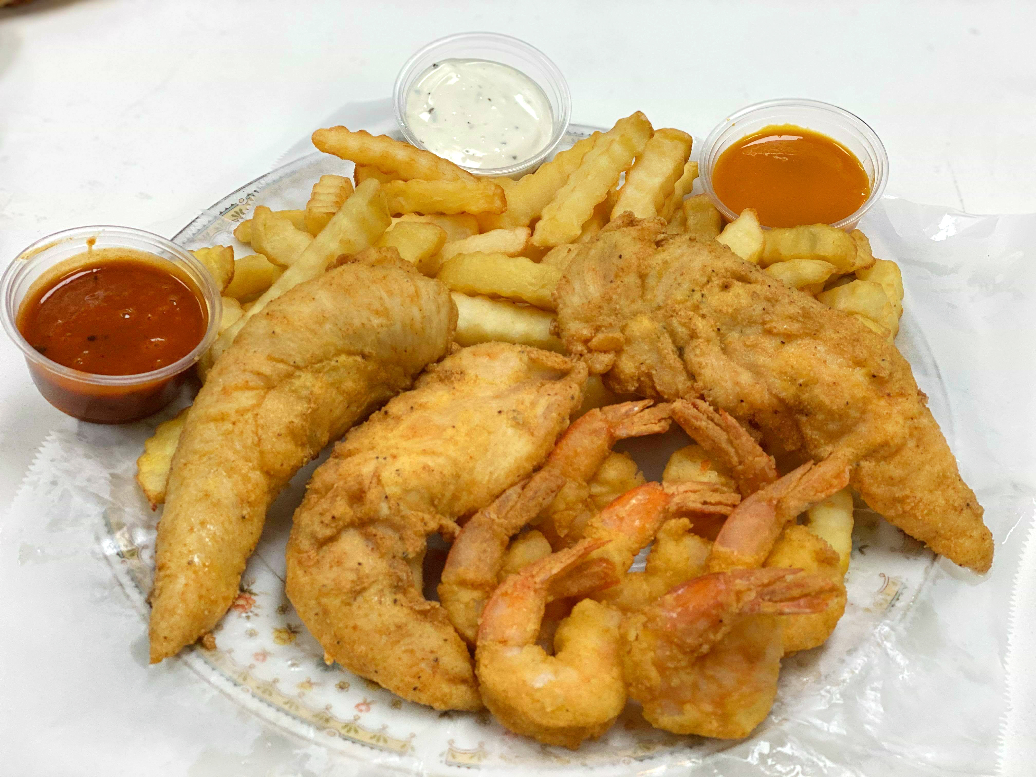 Order 3 Tenders and 8 Shrimp Combo food online from J-ville Crab Shack, inc. #4 store, Jacksonville on bringmethat.com