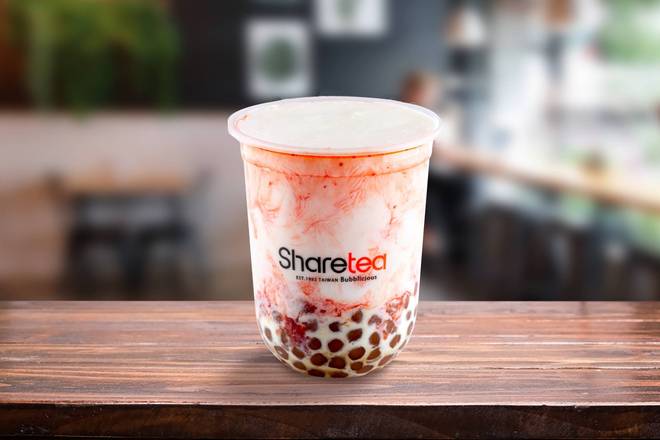 Order Strawberry Fresh Milk with Pearl food online from Sharetea store, Ann Arbor on bringmethat.com