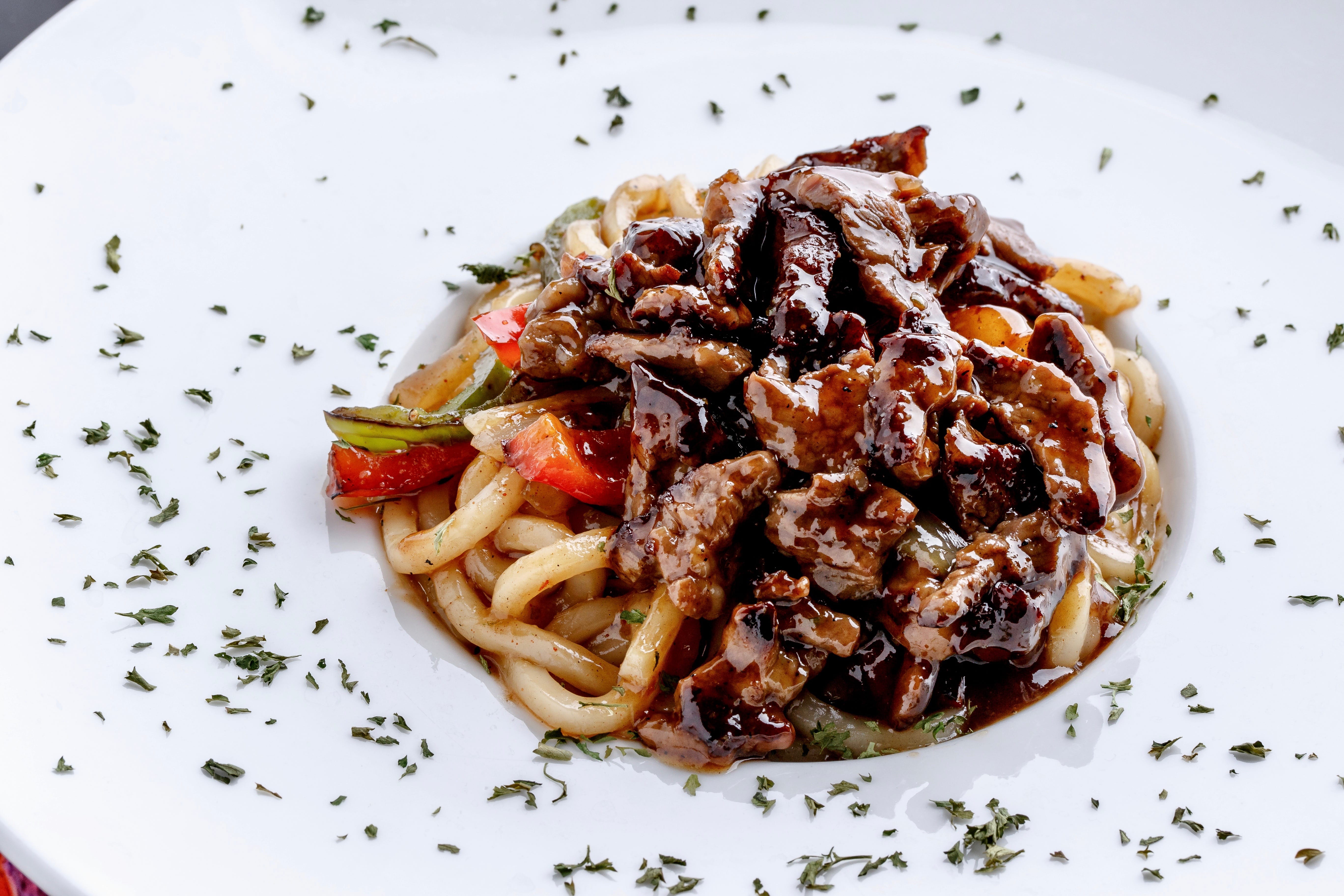 Order Beef Udon Hibachi food online from Koi Japanese Sushi Bar & Lounge store, Beaumont on bringmethat.com