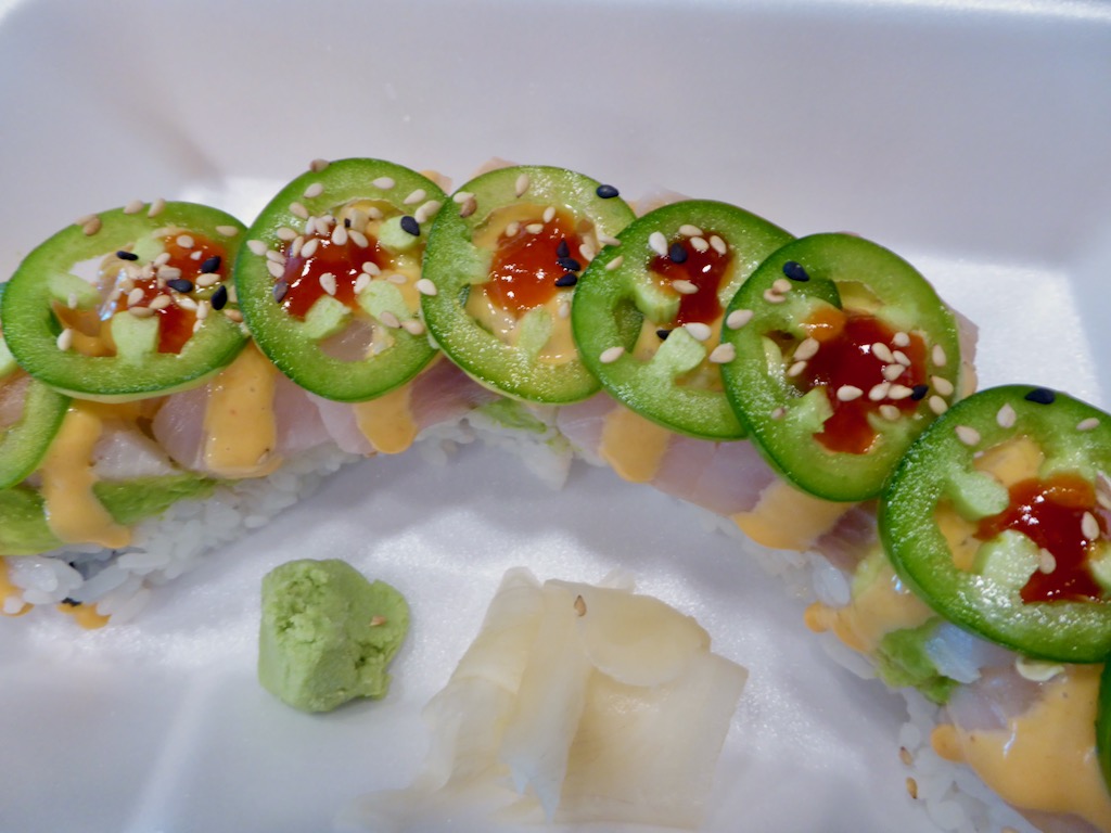 Order F11. Yellowtail Delight Roll food online from Poke Sushi store, Orange on bringmethat.com