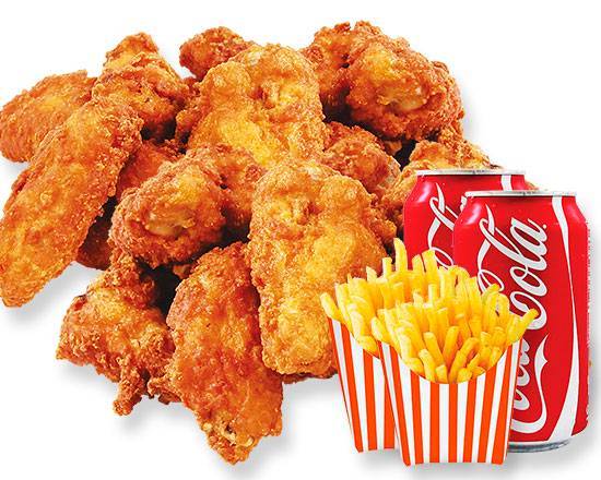 Order 15 Pieces Hot Wings Combo 2 fries 2 soda  food online from Us Kennedy Fried Chicken store, New York on bringmethat.com