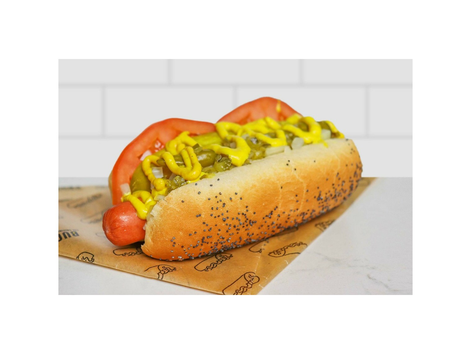 Order Chicago-Style Hot Dog food online from Buona store, Harwood Heights on bringmethat.com