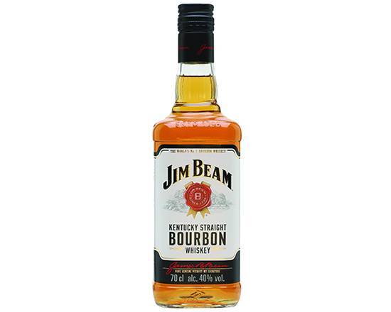 Order Jim Beam Bourbon Whiskey, 750mL liquor (40% ABV) food online from Samco Food Store store, Bakersfield on bringmethat.com