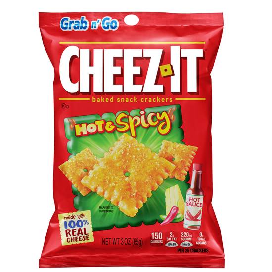 Order Cheez-It Baked Snack Cheese Crackers, Hot & Spicy, Grab 'N' Go - 3 oz food online from Rite Aid store, Eugene on bringmethat.com