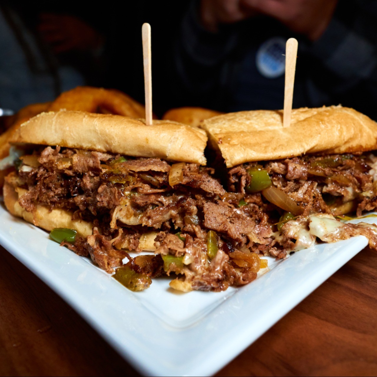 Order Philly Cheesesteak Sandwich food online from Jimmy E Bar + Grill store, Signal Hill on bringmethat.com
