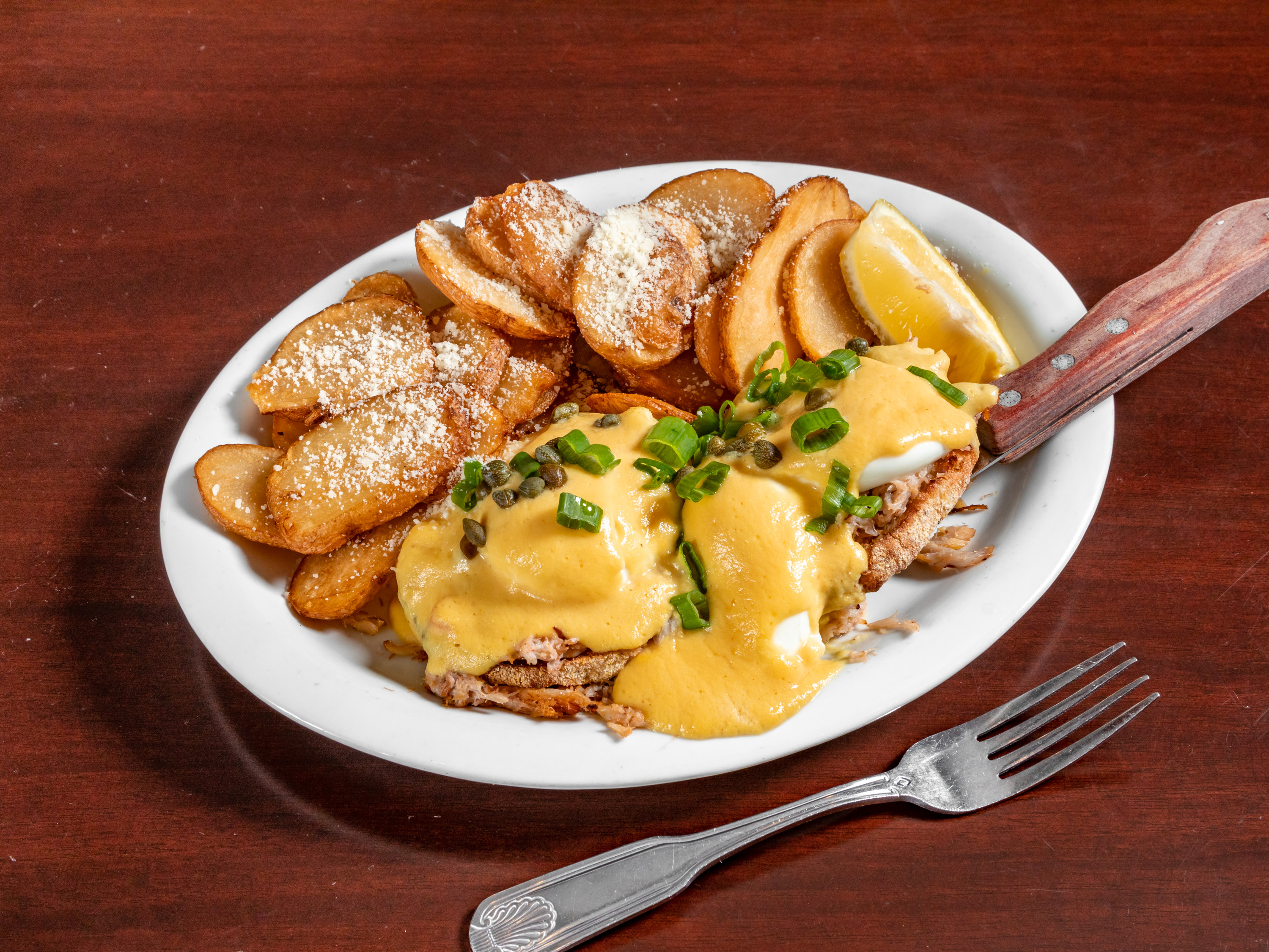 Order Seafood Benny food online from Cappy's Cafe store, Newport Beach on bringmethat.com