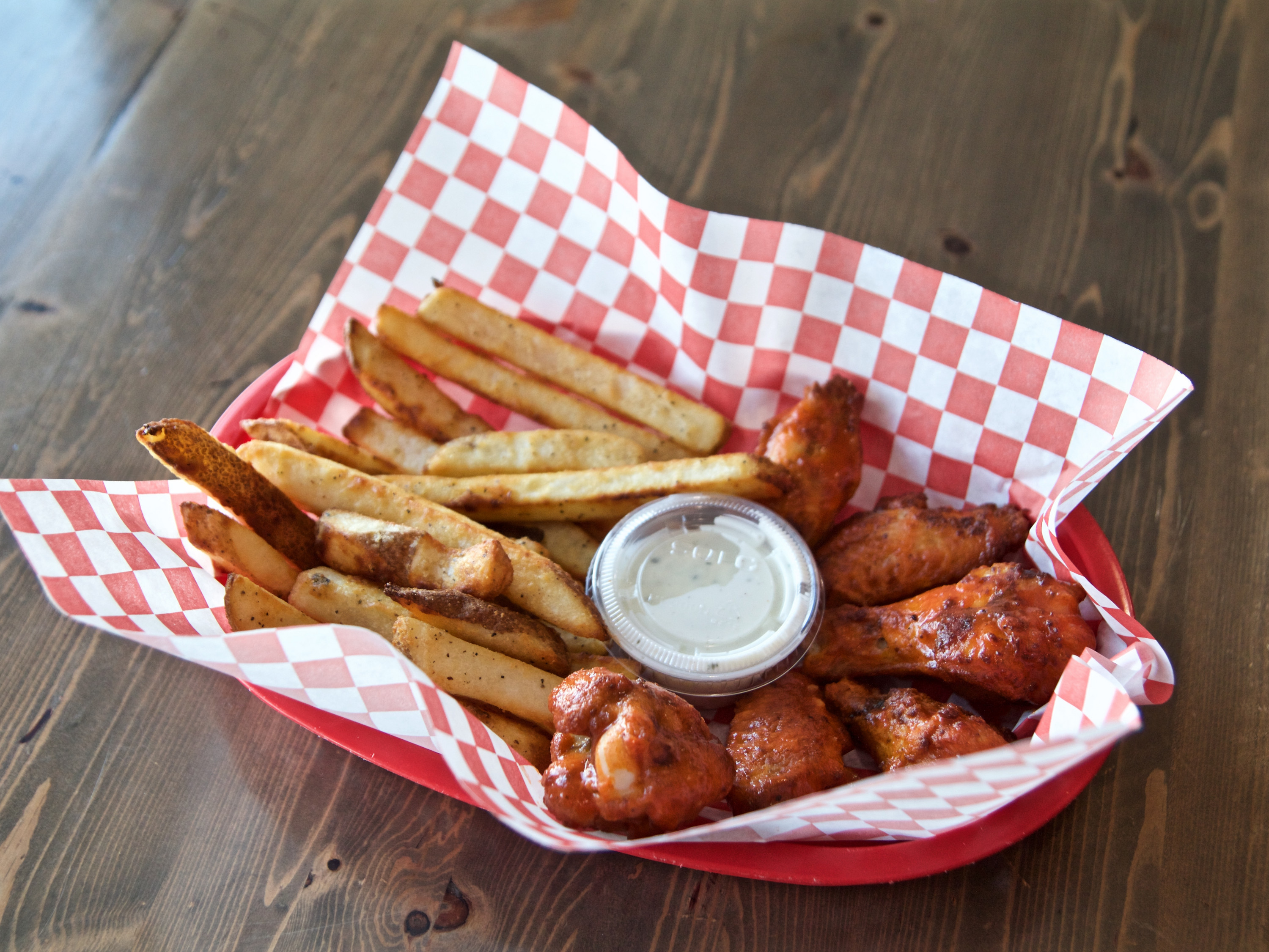 Order 6 Piece Chicken Wings with Fries food online from Ricos Pizza store, Modesto on bringmethat.com