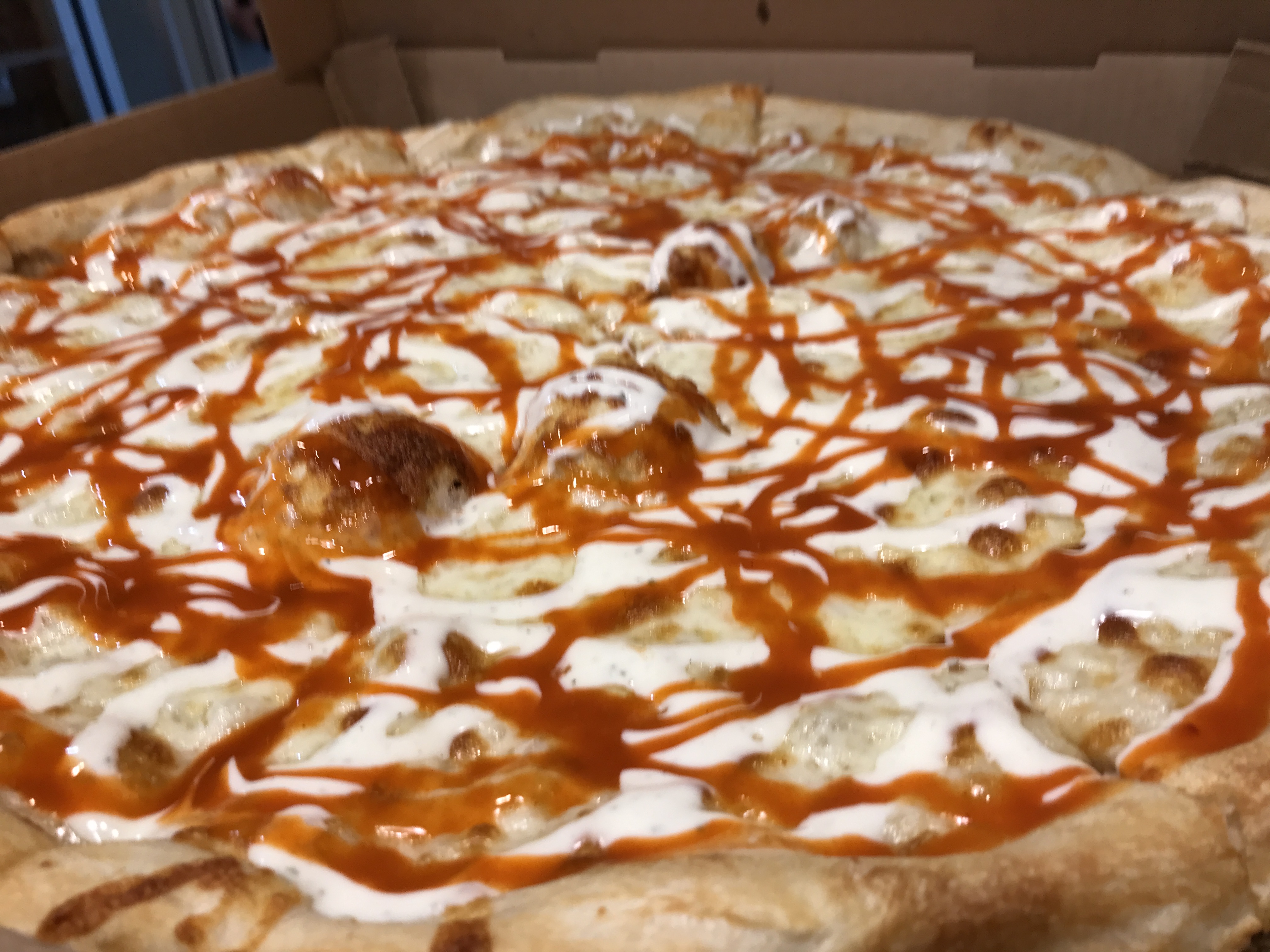 Order 18" Chicken with Ranch and Hot Sauce Pizza food online from Joe's pizza store, Philadelphia on bringmethat.com