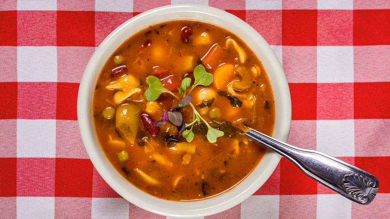 Order Minestrone Soup food online from Enzo's Pizzeria store, Los Angeles on bringmethat.com