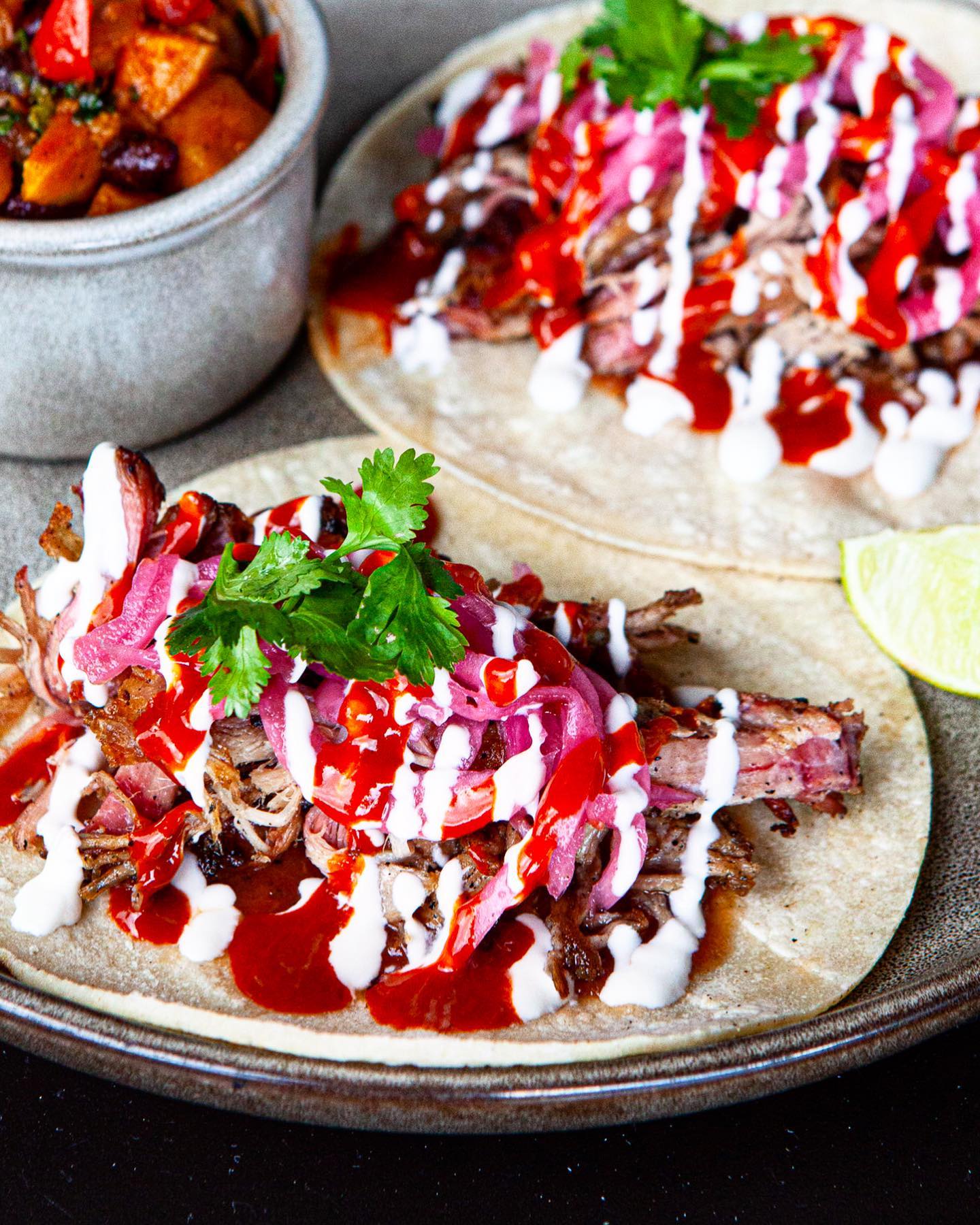 Order Pork Carnitas Tacos Lunch food online from Tazza Kitchen store, Cary on bringmethat.com