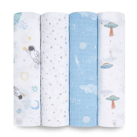Order aden + anais™ essentials 4-Pack Explorers Swaddle Blankets in Blue food online from Bed Bath & Beyond store, Lancaster on bringmethat.com
