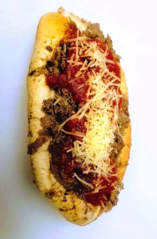Order 8" Pizza Cheesesteak food online from Famous Philly Cheesesteak & Wings store, Denver on bringmethat.com