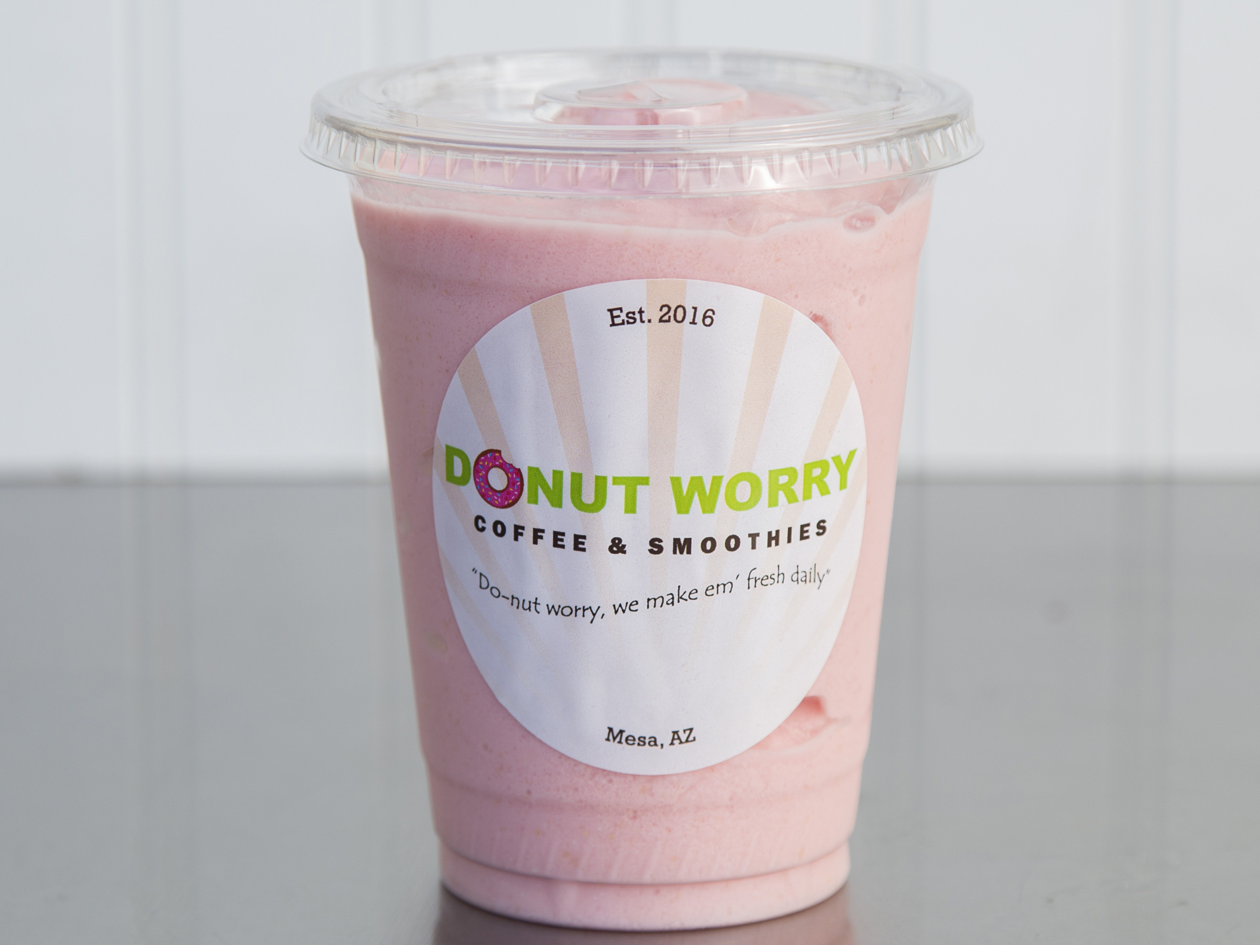Order 1. Strawberry Smoothie food online from Donut Worry Coffee & Smoothies store, Mesa on bringmethat.com