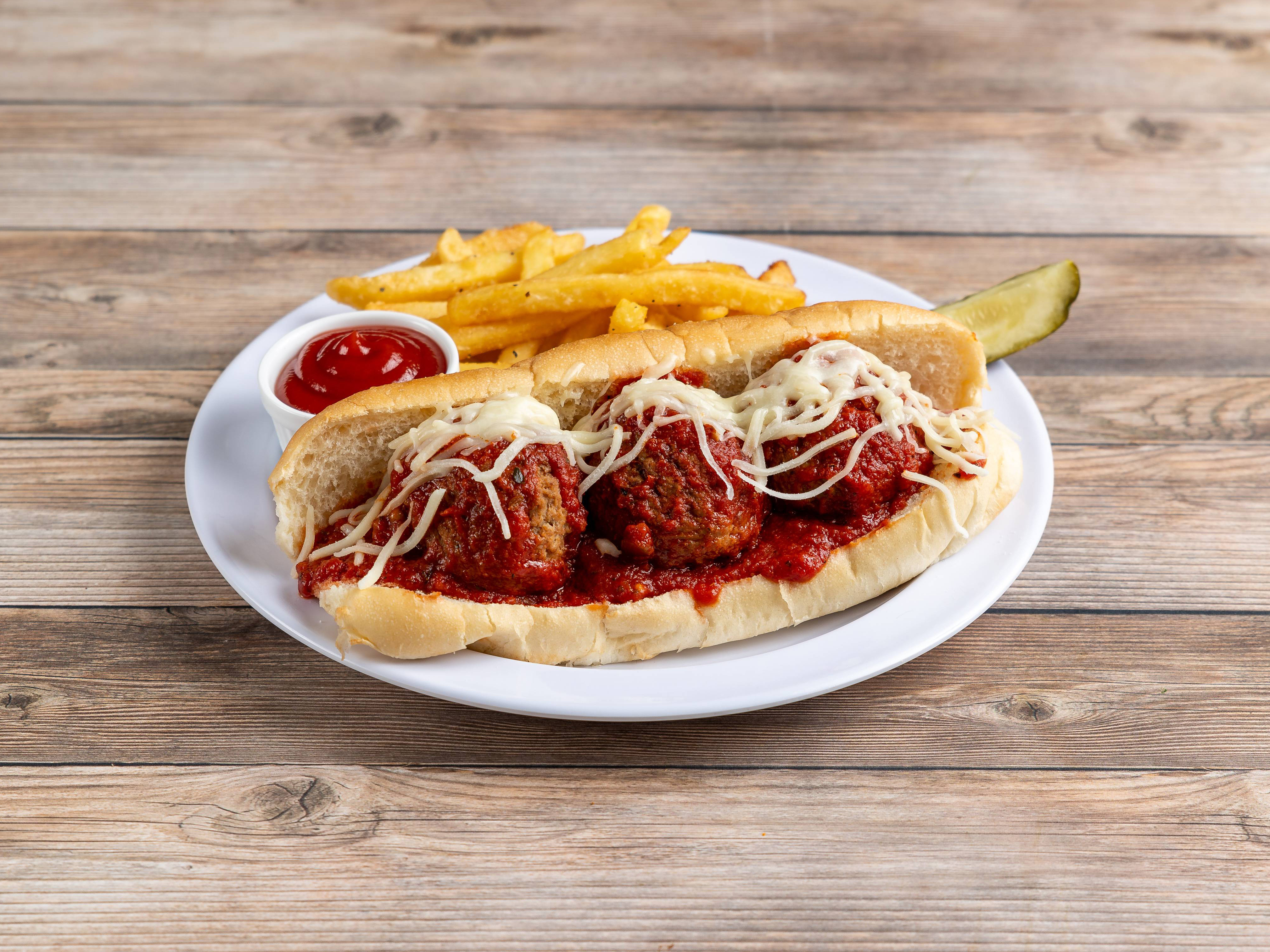 Order 8" Meatball Parmigiana Sub food online from Gus's New York Pizza store, Newport News on bringmethat.com