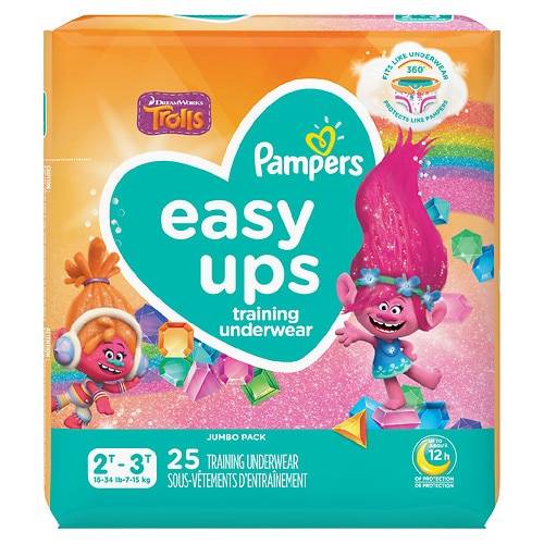 Order Pampers Easy Ups Training Underwear Girls Jumbo Size 2T-3T - 25.0 ea food online from Walgreens store, Wauconda on bringmethat.com