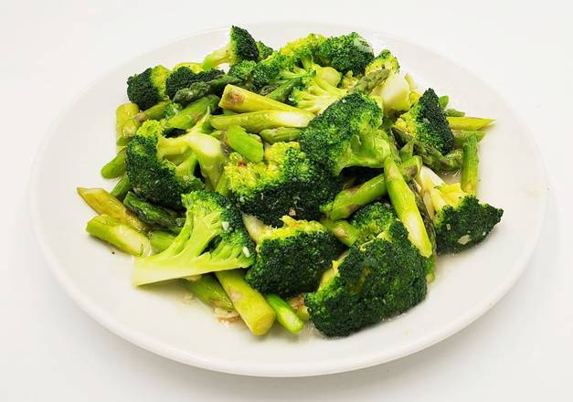 Order Stir Fried Asparagus & Broccoli 芥蓝炒芦笋 food online from 8000 Miles store, Roselle on bringmethat.com