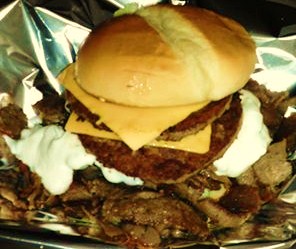 Order Double Gyros Cheeseburger food online from Nadia Fish & Chicken store, Chicago on bringmethat.com