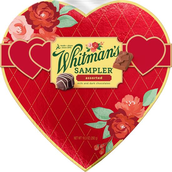 Order Whitman's Valentine's Day Red Foil Heart Milk Chocolate & Dark Chocolate Gift Box, 10.3 oz. (22 pieces) food online from Cvs store, NORTON on bringmethat.com