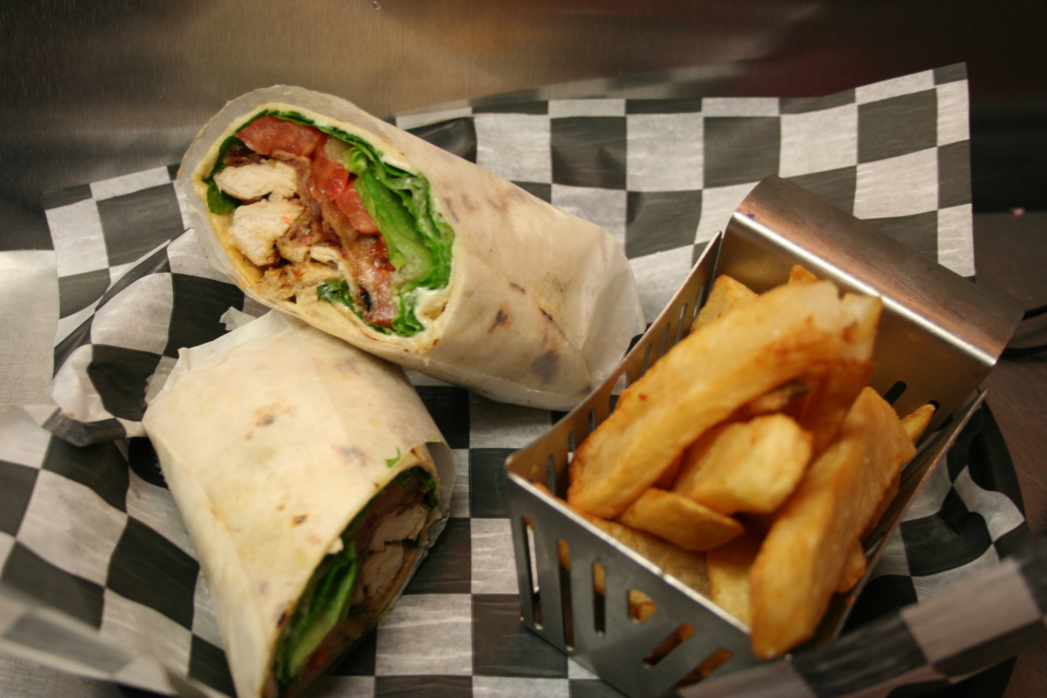 Order Grilled Chicken Bacon Swiss Wrap  food online from Glen & Dale Burger Bar & More store, Glendale on bringmethat.com