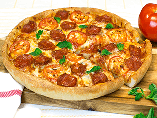 Order Margarita Pepperoni Pizza Catering - Large 14'' food online from Sarpino's Pizzeria  store, Northbrook on bringmethat.com