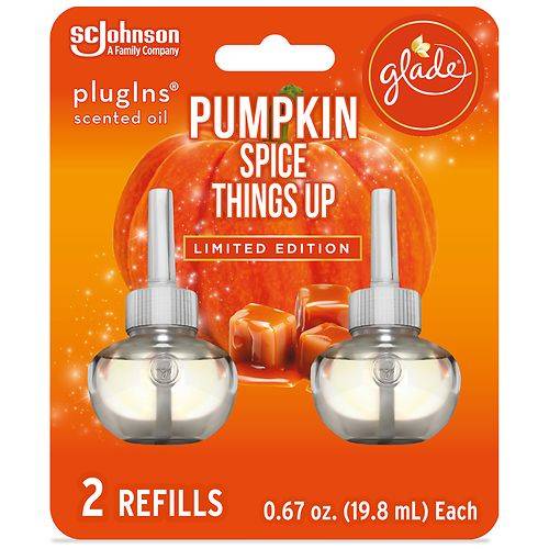 Order Glade Pumpkin Spice Plug In Refills, Electric Scented Oil, Limited Edition Pumpkin Spice Things Up - 0.67 oz x 2 pack food online from Walgreens store, American Canyon on bringmethat.com