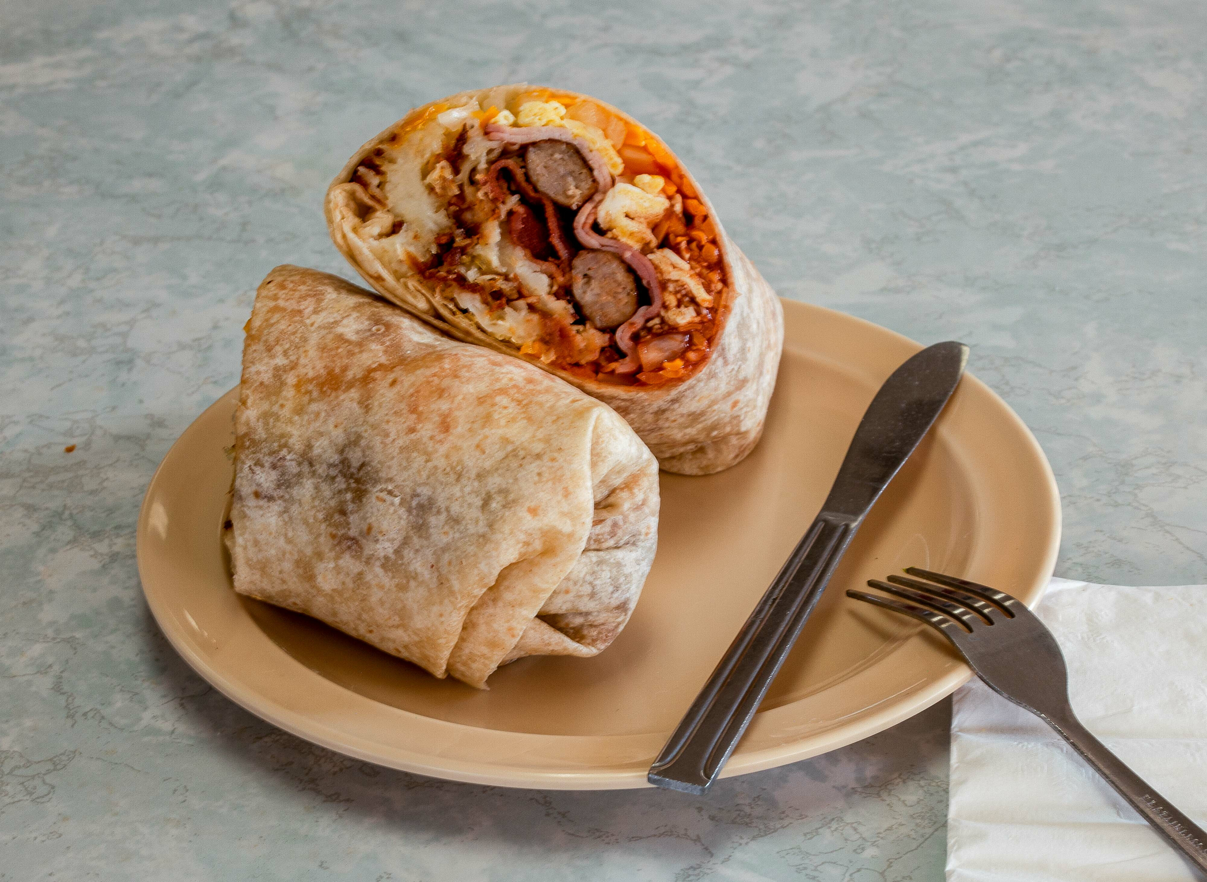 Order The Works Burrito food online from Terry Burgers store, Rancho Cucamonga on bringmethat.com