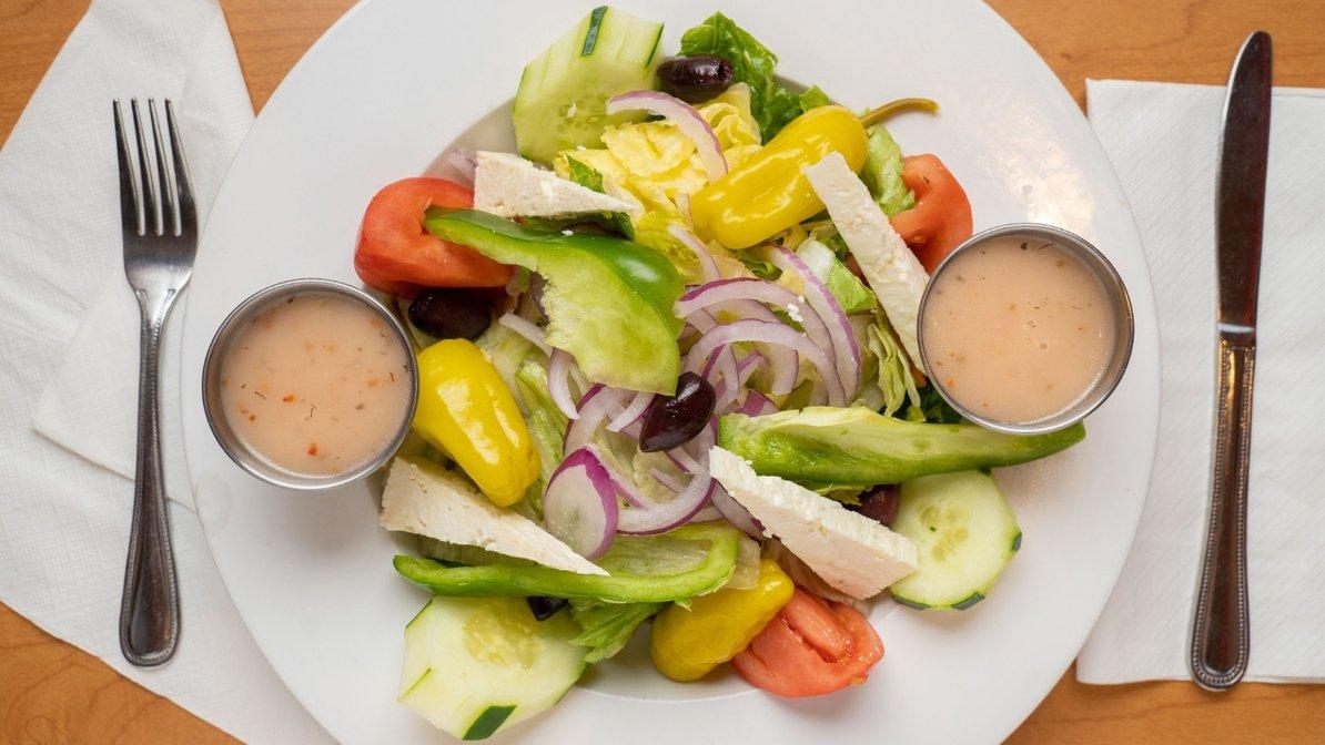 Order Greek Salad food online from Gondolier Pizza store, Clearwater Beach on bringmethat.com