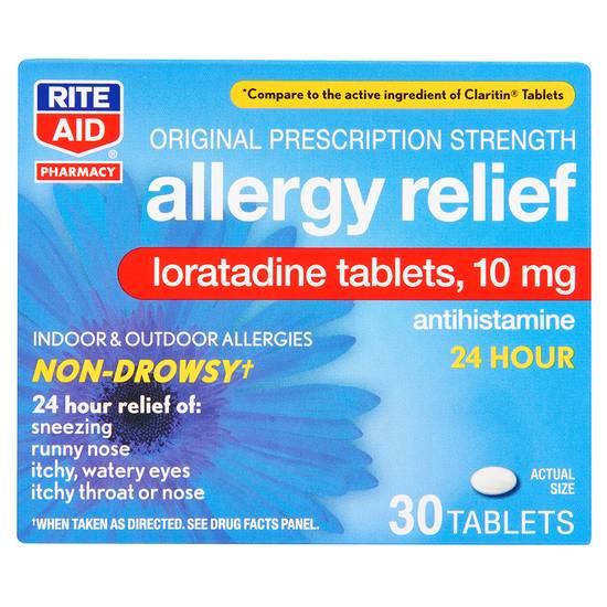 Order Rite Aid 24 Hour Loratadine Tablets 10 mg (30 ct) food online from Rite Aid store, PITTSBURGH on bringmethat.com