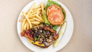 Order Works Burger Combo food online from Kim's Family Restaurant store, North Ridgeville on bringmethat.com