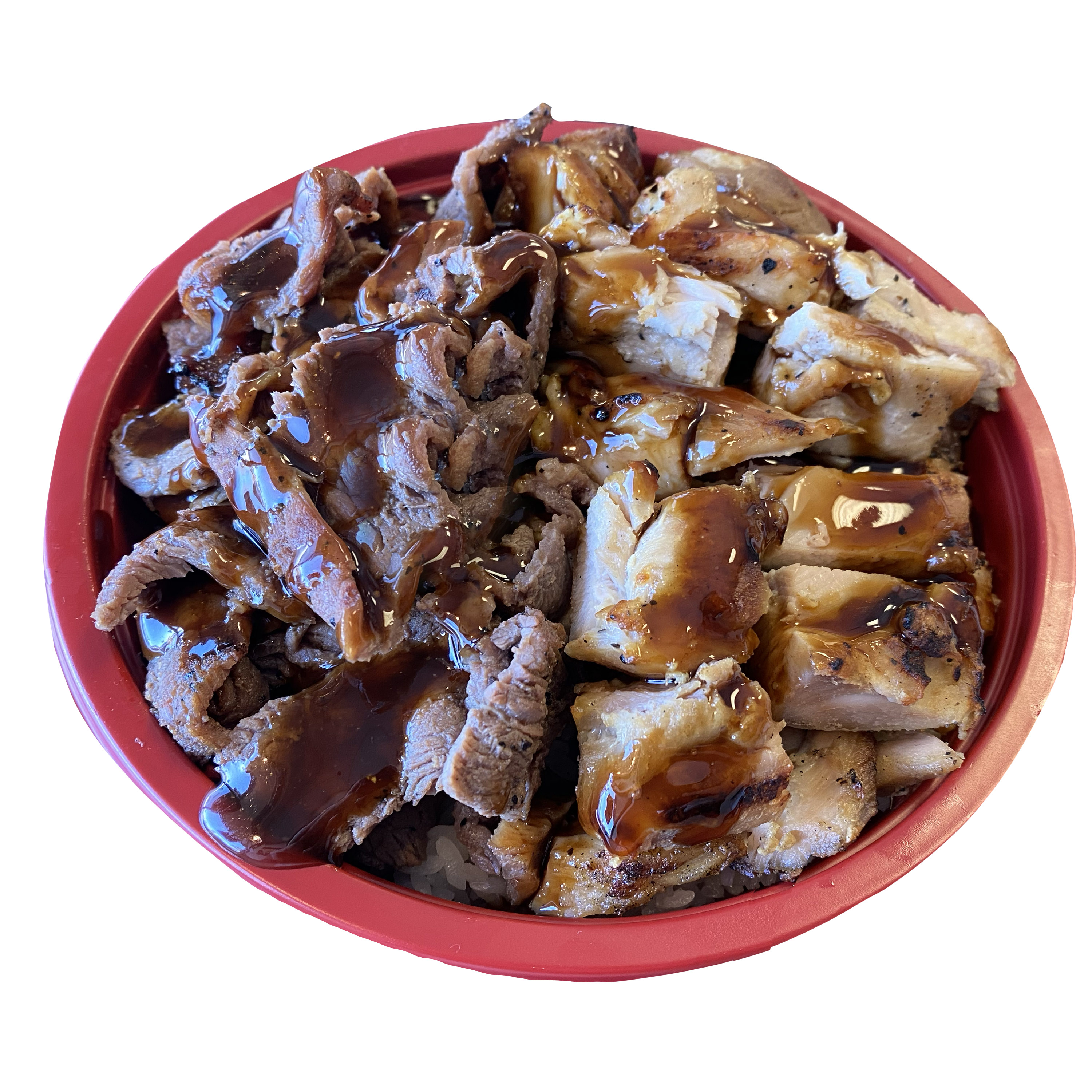 Order Chicken and Beef Combo Teriyaki Bowl food online from Orange House Take Out store, La Habra on bringmethat.com