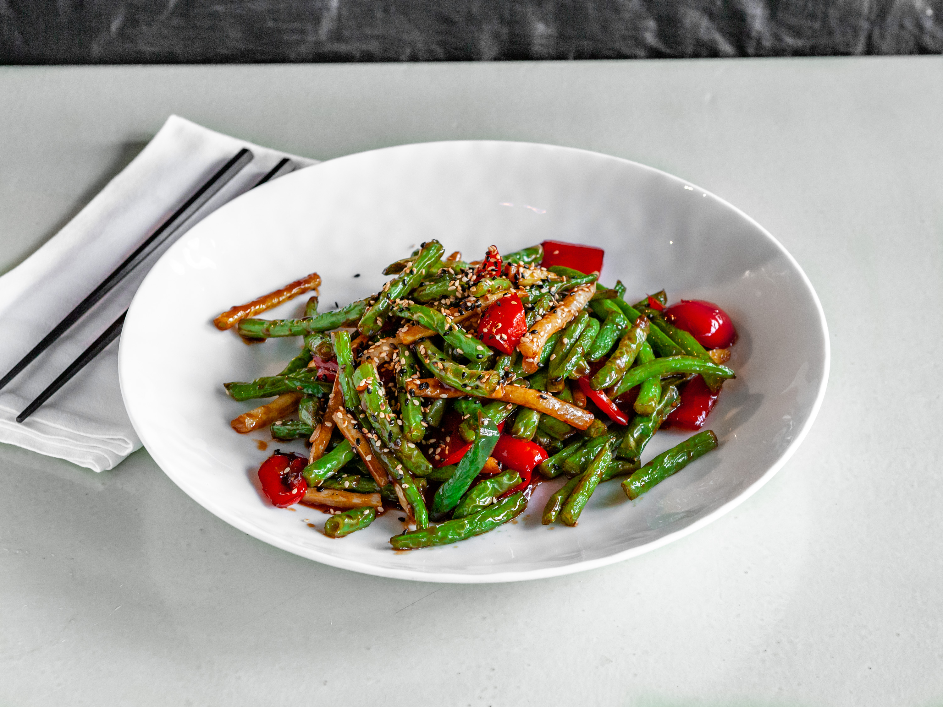 Order Stir-Fried Haricots Verts food online from Chinois on Main store, Santa Monica on bringmethat.com
