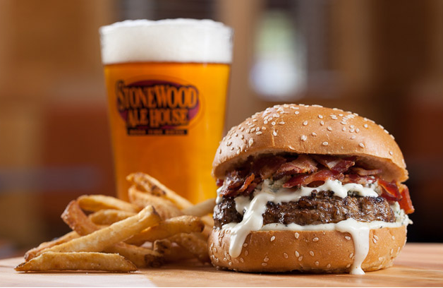 Order Black and Bleu Burger food online from Stonewood Ale House store, Schaumburg on bringmethat.com