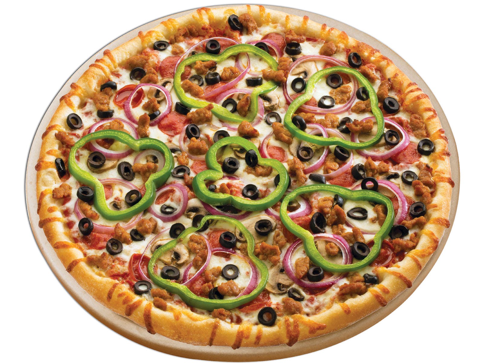 Order Deluxe Pizza - Small 10" (6 Slices) food online from Vocelli Pizza store, Lorton on bringmethat.com