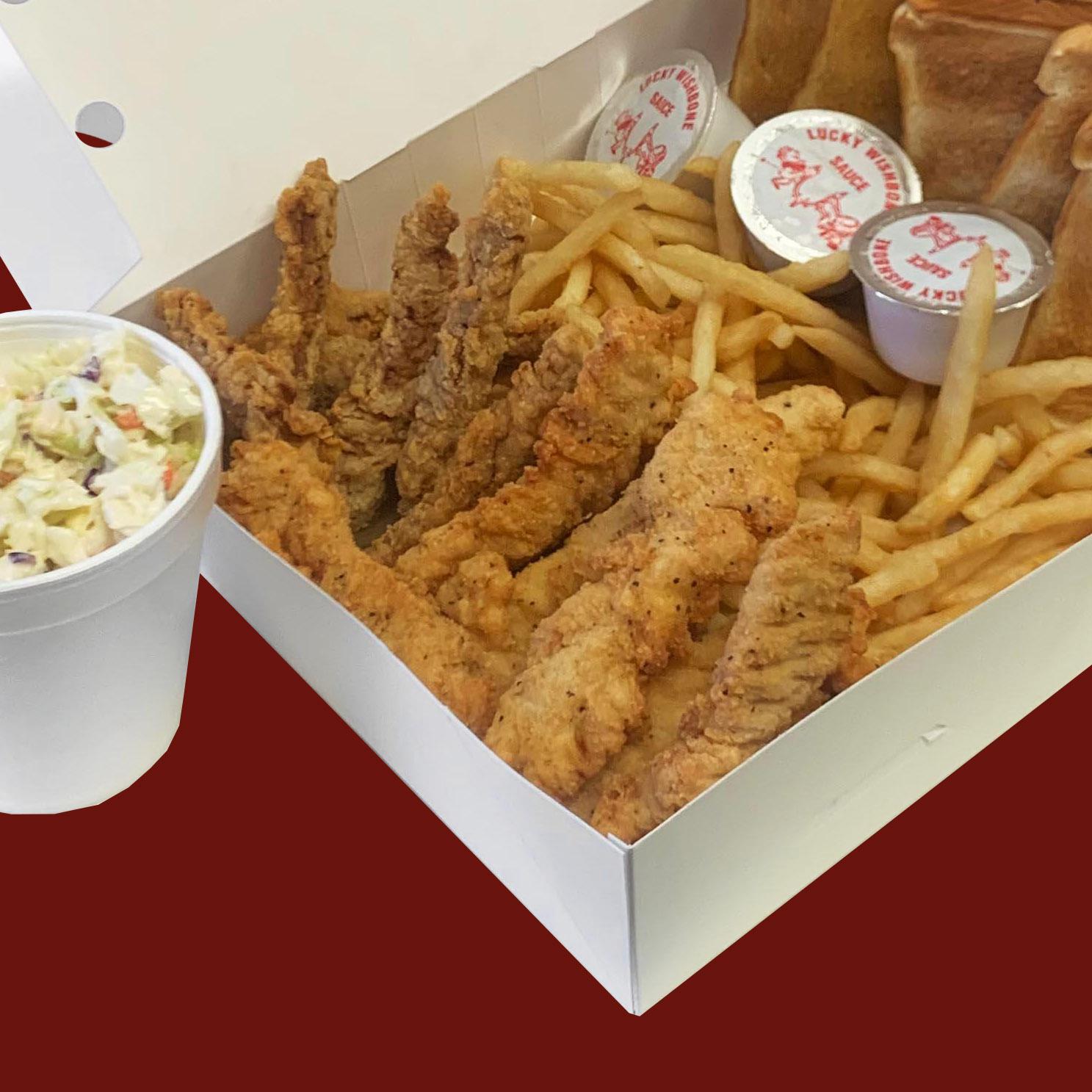 Order 9 Chicken Fingers & 9 Steakfingers Feast food online from Lucky Wishbone store, Tucson on bringmethat.com